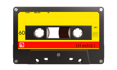 Retro audio cassette tape 3d isolated