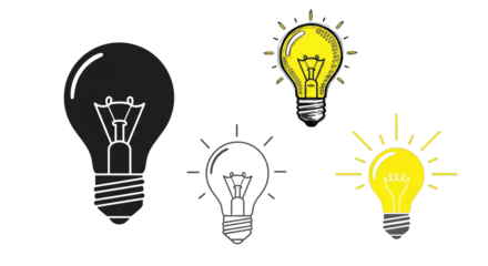 Light bulb ideas innovation creativity concept vector art on transparent background