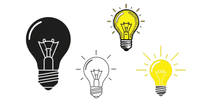 Light bulb ideas innovation creativity concept vector art on transparent background