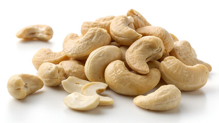 cashew nuts heap isolated on white background