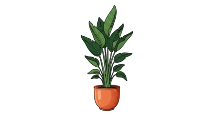 Illustration of potted plant for home decor and interior design on transparent background