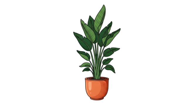 Illustration of potted plant for home decor and interior design on transparent background