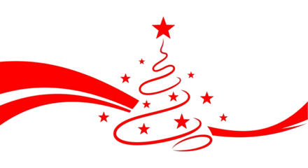 Festive season holiday tree with stars celebration concept on transparent background