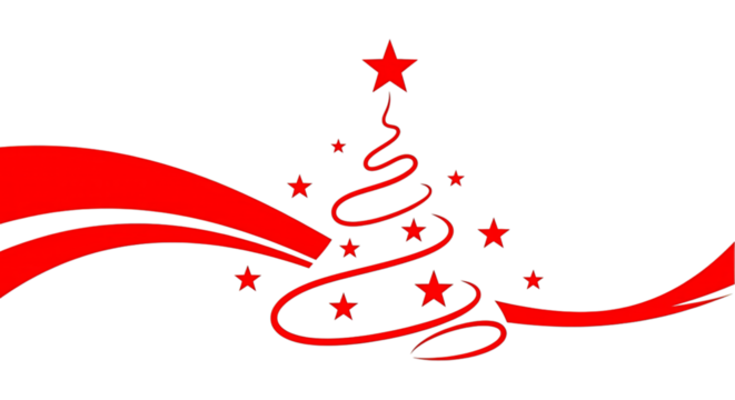 Festive season holiday tree with stars celebration concept on transparent background
