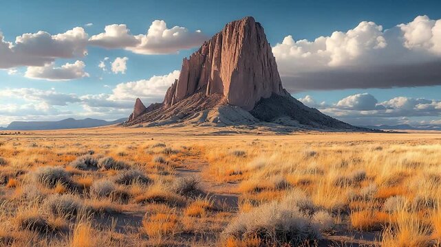 timelapse, shiprock desert, cloudy day new mexico video