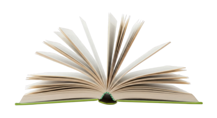 Open book pages literature reading study knowledge concept on transparent background
