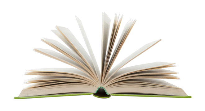 Open book pages literature reading study knowledge concept on transparent background