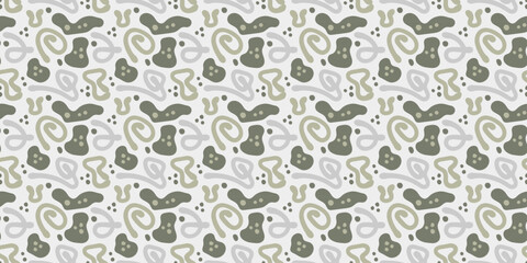 Organic Abstract Blob Seamless Pattern. Contemporary Hand-Drawn Mid-Century Style Background with Earth Tones