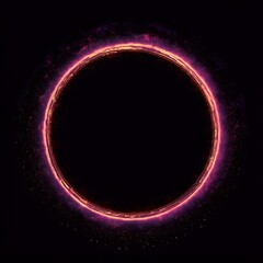 A glowing pink ring with a dark center against a black background image