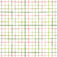 Gingham seamless pattern. Watercolor pastel plaid print, vector checkered textile texture