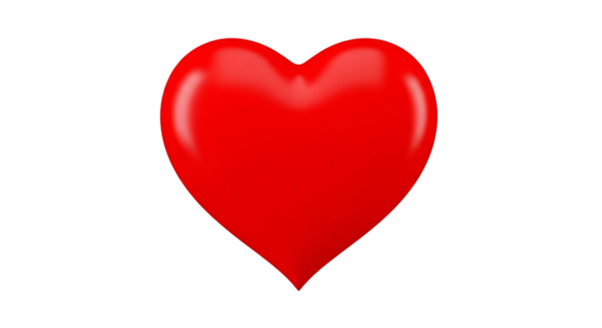 Red heart symbol love valentine's day greeting card design on transparent background