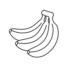 Banana Bunch Outline – Tropical Fruit Vector Illustration, Minimal Line Art Design, and Organic Food Symbol
