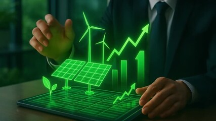 Innovative Technology Driving Renewable Energy Growth with Solar Panels, Wind Turbines, and Sustainability Through Eco Friendly Solutions and Growth - Powered by Adobe