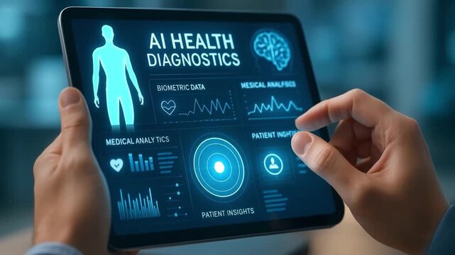 AI Health Diagnostics on Tablet Biometric Data and Medical Analytics for Enhanced Patient Insights and Healthcare Decisions