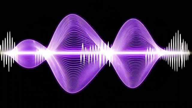 Purple waves pulse across the black canvas in a rhythmic, oscillating pattern