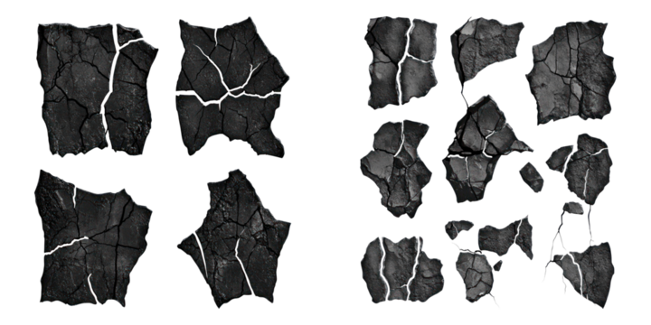 Broken and cracked tiles, illustrating damage and wear