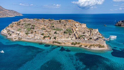 Spinalonga Venetian Fortress. Pristine Waters. Aerial Take Shot. Crete. Greece © Ignacio