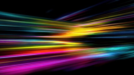 Abstract illustration of colorful light streaks against a dark background