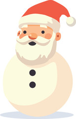 Cute Santa Snowman Illustration with Red Hat and Beard, Festive Winter Holiday Character on Light Background