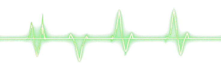 Green neon electrocardiogram line - medical clipart for overlay