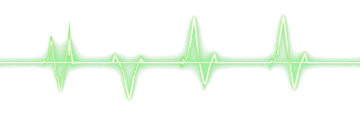 Green neon electrocardiogram line - medical clipart for overlay