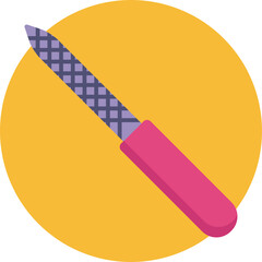 Handheld implement for filing and refining nail edges.