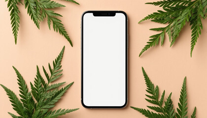 Mobile phone mockup blank display beige