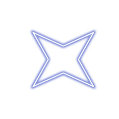 Abstract geometric blue neon star shape with sharp points isolated on transparent background