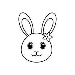 Bunny face with flower outline