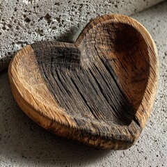 Heart-shaped wooden dish, rustic