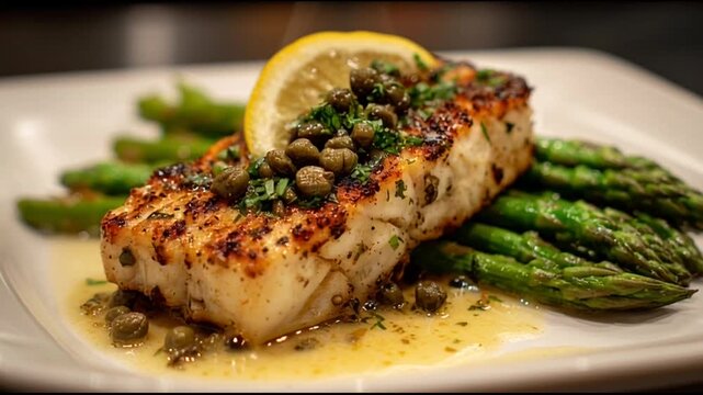 Grilled Sea Bass With Lemon Caper Sauce