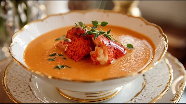 Lobster Bisque Elegant Bowl Creamy
