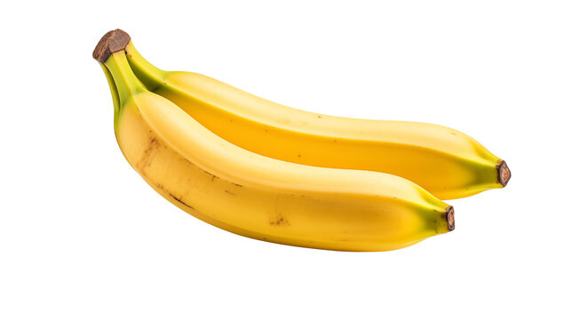 A bunch of ripe yellow bananas stacked together on a plain black background in a studio setting shot well