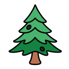 Hand drawn christmas tree sketch vector, organic line art pine tree design