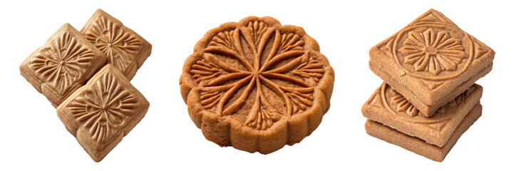 Artistic close-up of beautifully decorated traditional mooncakes, perfect for cultural celebrations and festivities.