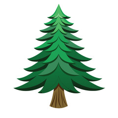 Simple Christmas tree vector illustration, Stylized green pine tree isolated