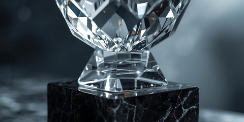 Crystal Trophy on Dark Marble Base