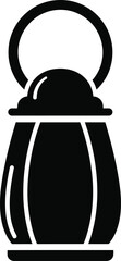 Classic silhouette of an old-fashioned lantern with a ring handle, isolated icon on white background