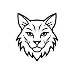 Stylized black and white lynx head illustration on transparent background