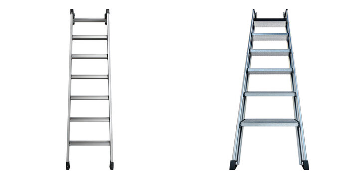 Two metallic ladders standing against the surface - Powered by Adobe