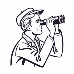 man with binoculars