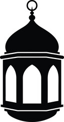 Traditional islamic ramadan lantern silhouette icon, elegant eid al-fitr holiday celebration symbol