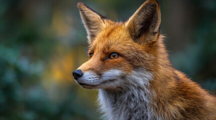 Obraz premium Majestic Red Fox in Soft Focus Among Lush Forest Background with Bokeh Effect