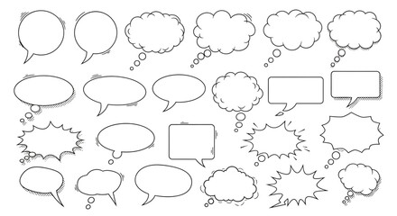 Diverse set of speech bubbles offers dynamic communication options for modern web design, creative projects, and impactful social media content, perfect for branding