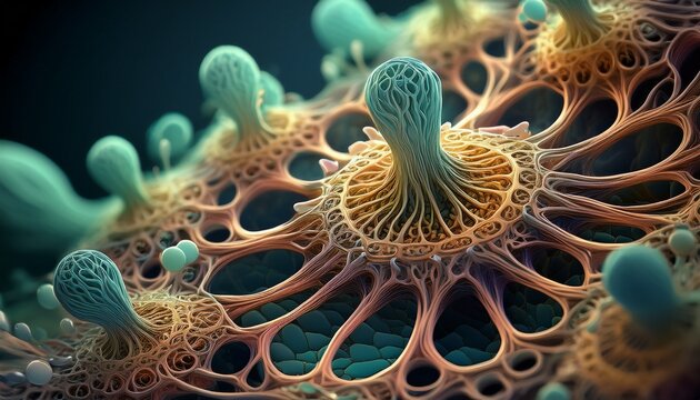 microscopic view of a plant with intricate details and a cellular structure - Powered by Adobe