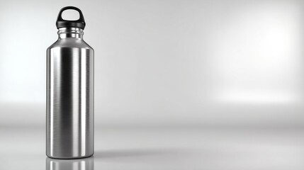 Stainless Steel Water Bottle Standing Upright on a Clean White Background for Versatile Use in Lifestyle and Fitness