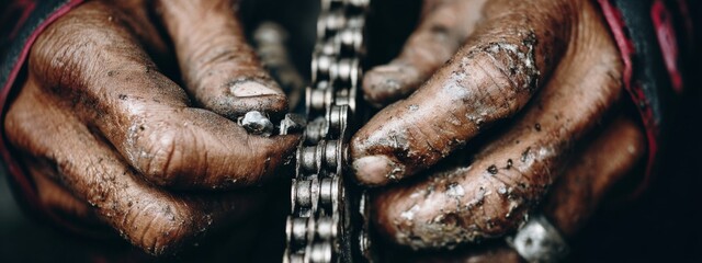 Close-up of Hands Adjusting Bicycle Chain with Tools and Grease for Maintenance and Repair