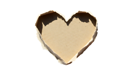 Heart Shaped Hole in Brown Paper Symbol of Love, Affection, and Emotional Vulnerability