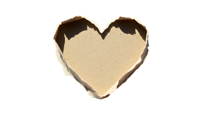 Heart Shaped Hole in Brown Paper Symbol of Love, Affection, and Emotional Vulnerability