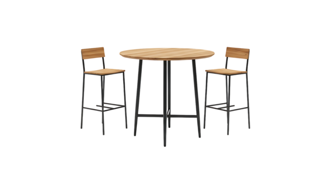 Elegant Bar Set with Round Table and Two Stools for Modern Kitchen or Dining Room